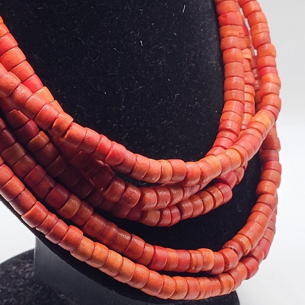 Heriloom Heishi Sherpa Multistrand Necklace Coral Color 19in